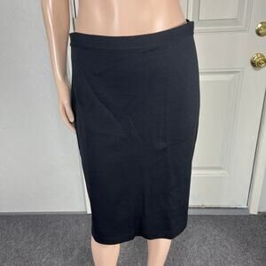 St. John Caviar Womens Skirt 8 Black Stretch Career Wool Pencil Zip Z13